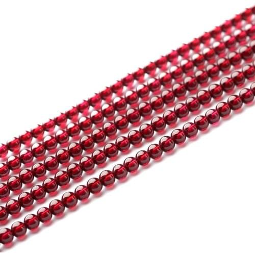 Natural Red Garnet Gemtone 4mm 5mm Round Faceted Fine Loose Beads Accessories for Necklace Bracelet Earring DIY Jewelry Making