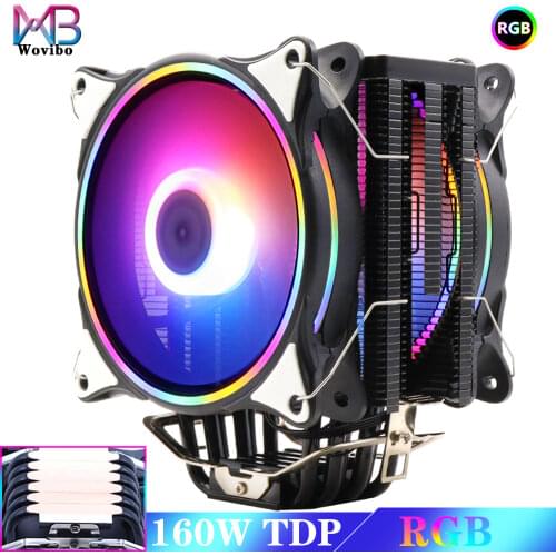 120mm CPU Cooler Radiator Fan 6 Heat Pipes RGB PWM 4PIN Quiet For Inte LGA 115X 1366 2011 V3 X79 X99 AM4 Socket 160W Ventilador