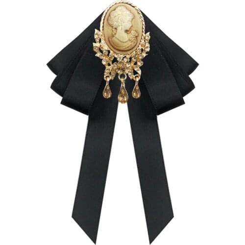 Retro Ribbon Bow Tie Brooch Fashion Beauty Head Bowknot Lapel Pins and Brooches Shirt Collar Cravat Gifts for Women Men Jewelry