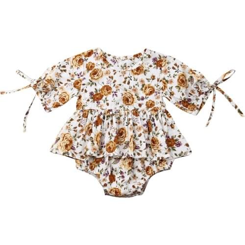 Summer Newborn Toddler Baby Girls Clothes Floral Tutu Romper Dress Bodysuit Jumpsuit One-Pieces Outfit Clothes 0-24M