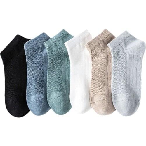 New 6Pairs/lot Men Boat Socks Cotton Summer Business Mesh Breathable Male Sock Meias Man Big Size EU38-45 High Quality