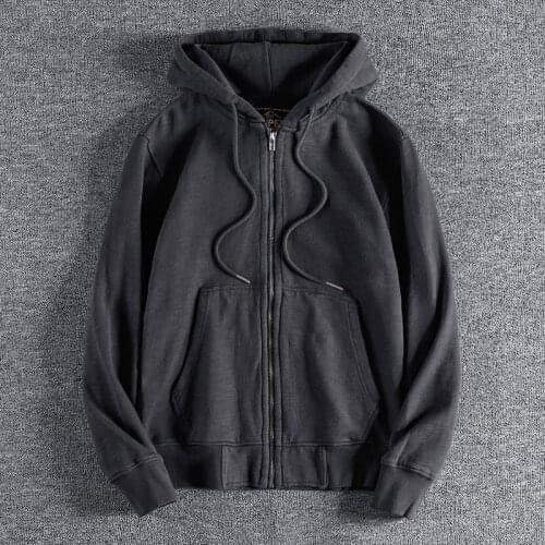 2020 new arrival British slub cotton youth Hoodie autumn winter Plush cardigan for men outerwear clothes 0640