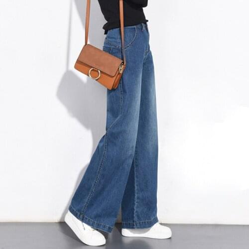 2019 summer new ladies explosion models fashion retro loose straight wide leg jeans tide