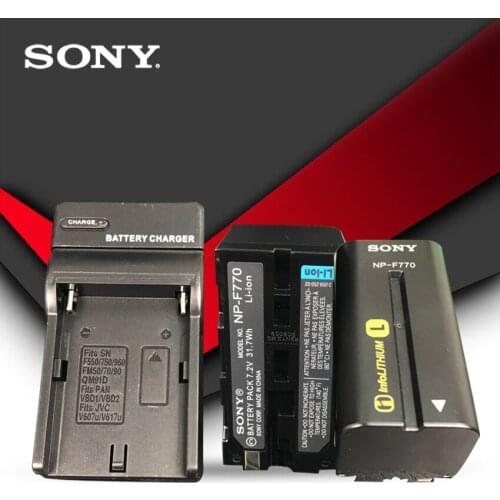 2pc Sony Original NP-F770 Battery NP F770 NPF770 F750 CCD-TRV58 TRV110K TRV26E Z1 V1J Z1P DCR-VX2100 FX1 HDR-FX7 + Charger
