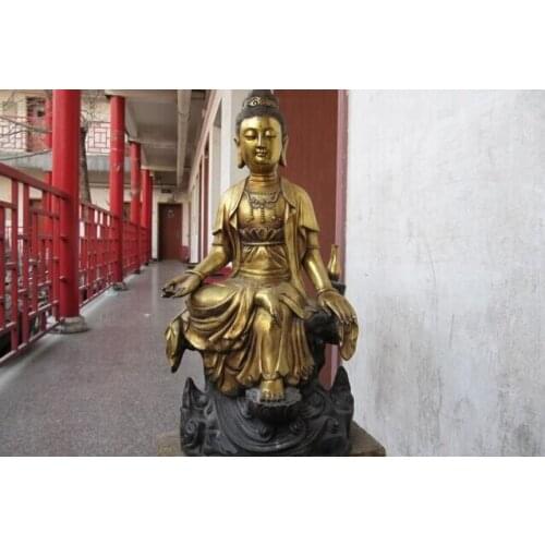 Song voge gem S0526 Tibet Folk Fane classical Bronze Gild freedom Kwan-Yin Bodhisattva Buddha Statue