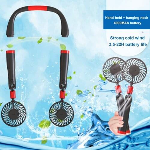 Hanging Neck Fan Rechargeable Battery Operated Outdoor Sports Usb Small Fan No Leaf Hanging Neck Mini Portable 360 Degree