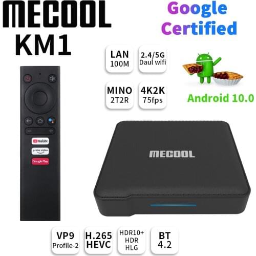 Mecool KM1 ATV Andriod 10 TV Box 4GB 64GB Amlogic S905X3 2.4G/5G Wifi 4K Media Player Voice Google Certified Smart Set top Box