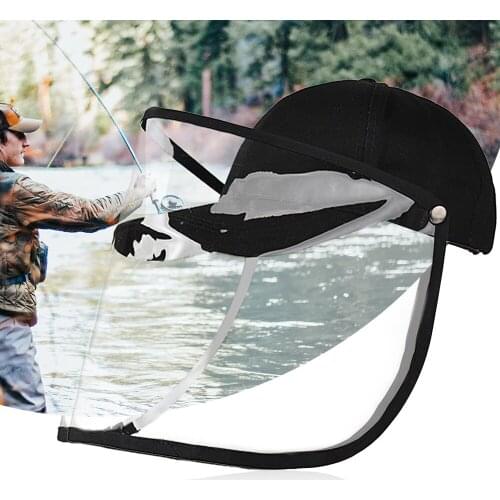 Adjustable Size Fishing Caps Anti-Impact Hat Removable Transparent Cover Dustproof Fisherman Cotton Baseball Cap for Men Women