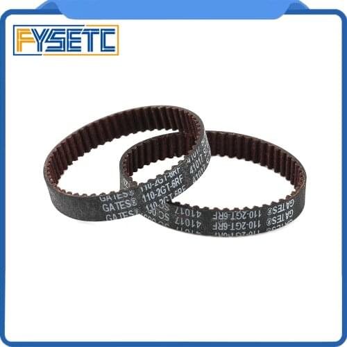 GATES-LL-2GT 3D Printer Belt Closed Loop Fiberglas Rubber GT2 Timing Belt 2GT-6 Length 110/122/202/250/302/382/444mm Wide 6mm