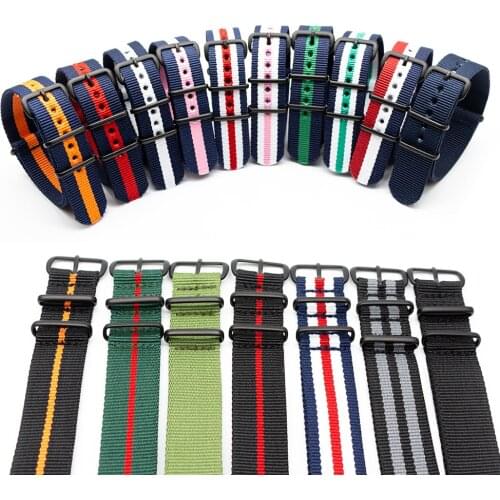 Solid Color Fashion Watches Replacement Strap for NATO Wristband 18 20MM 22MM 24MM Watch Band Stainless Steel Matte Black Buckle