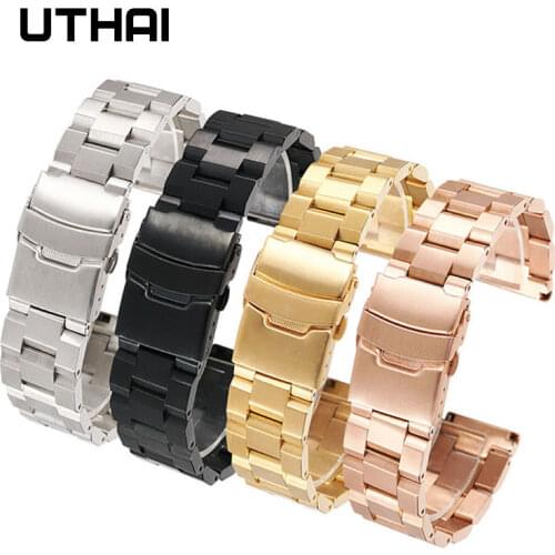 UTHAI S03 Metal Watchbands Bracelet Women 20mm watch strap Fashion Silver Solid Stainless Steel Luxury 22mm Watch Band Strap