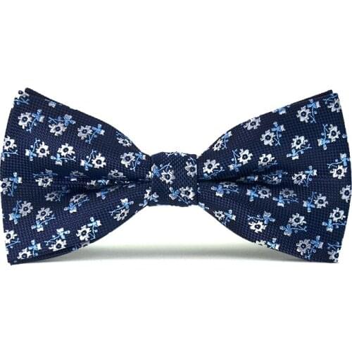 Vintage Embroidered Two Layer Floral Bowtie For Men Groom Wedding Party Butterfly Bow Tie Set Male Gift （ Blue