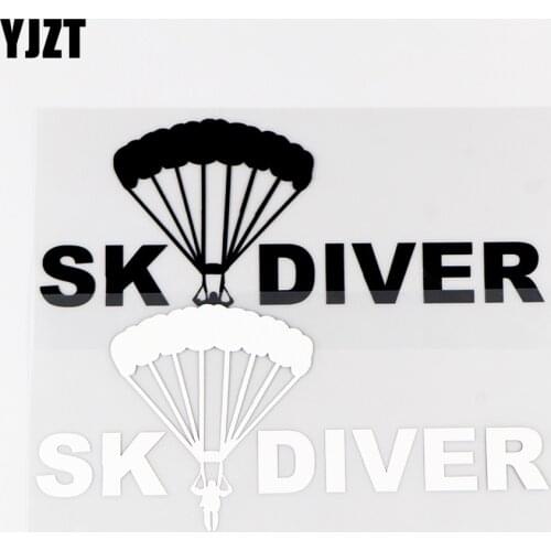YJZT 16.7X7.3CM Skydiver Funny Car Stickers Parachute Auto Glass Vinyl Decals Black / Silver 10A-0058