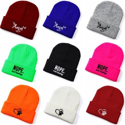 NOPE NOT TODAY Skullies Beanies Embroidered Mens and Women Hats outdoor Knitted Beanie Spring and Winter caps Fashion Solid