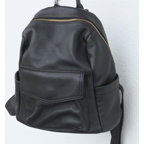 Women Backpacks Soft Genuine Leather Travel Backpack Casual Daily Large Solid Color School Bags For Girls Lady Leather knapsack