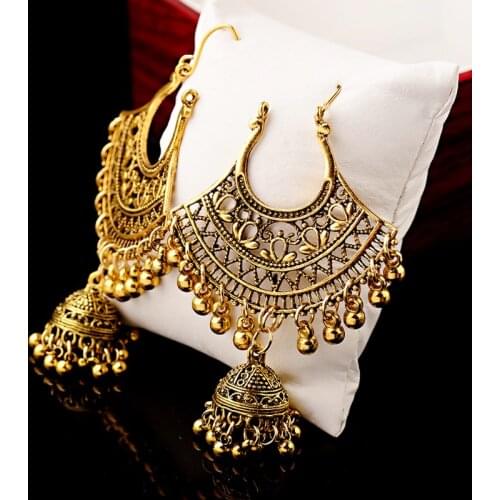 Sector Egypt Vintage Gold Jhumka Jhumki Earrings For Women Indian Jewelry Boho Bells Tassel Ethnic Turkish Tribal Gypsy Earings