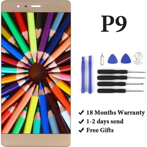 For Huawei P9 LCD Display Touch Screen Digitizer mobile phone For EVA-L09 EVA-L19 Replacement Assembly with Frame No dead pixel