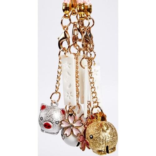 1pcs Cat Bell Tradition Rabbit Pig Sakura Omamori Phone Accessory Bag Pendant Good Luck Fortune Wealth Charm Couple Gift
