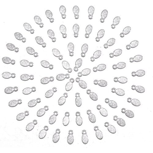100Pcs/set Silver Color Copper Plated 6mm*12mm Small Oval Glue on Earring Bails for Glass Pendants Earrings