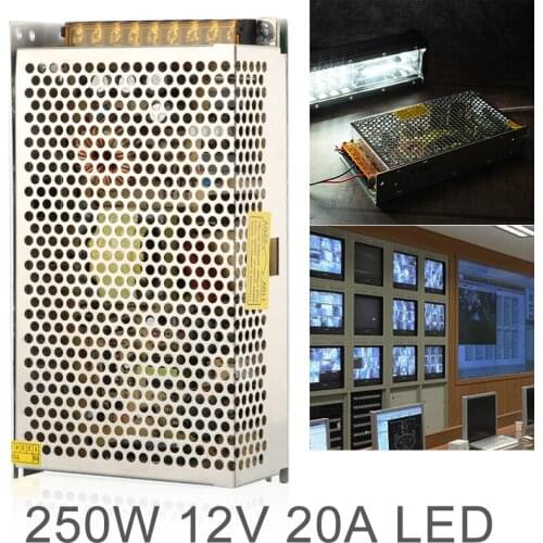 DC 12V 20A 250W Aluminum Alloy Switch Power Supply Driver Adapter / Source Transformer for LED Strip Light / Industrial
