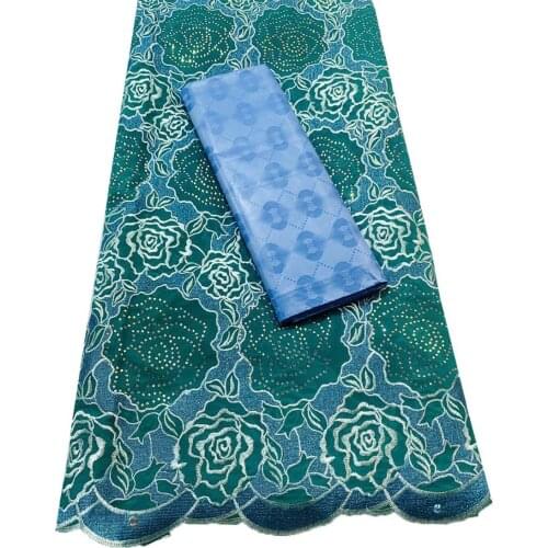 2.5+2.5 Yards/set Swiss Voile Lace In Switzerland And Bazin Riche Fabrics 2021 New Guinea Senegal African Wedding Bazin YKM025