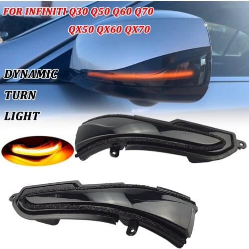 2PCS Side Mirror Sequential Indicator Blinker Lamp For Infiniti Q30 Q50 Q60 Q70 QX50 QX60 QX70 LED Dynamic Turn Signal Light