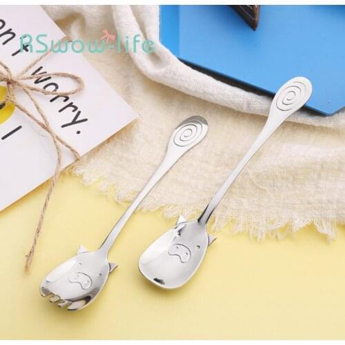 304 Stainless Steel Spoon Pig Cutlery Fork Spoon Coffee Spoon Childrens Soup Spoon Dessert Spoon Home Gift Coffee Accessories