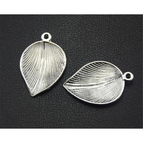 35pcs Silver Color leaf Charm Pendant DIY Necklace Bracelet Bangle Findings 13x21mm A1711