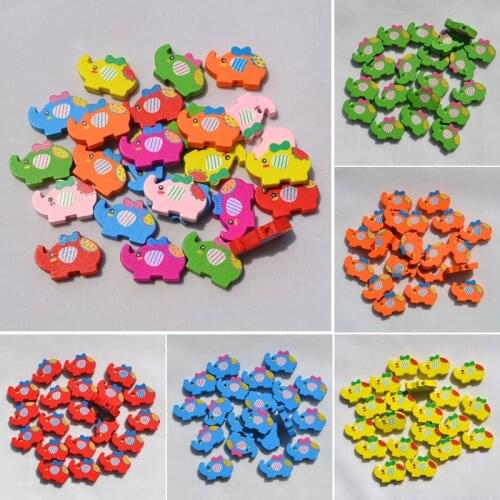 40 pieces/lot,Children Jewelry findings,Cartoon Wooden Beads with printed,Cartoon Elephant,mix color accessory parts