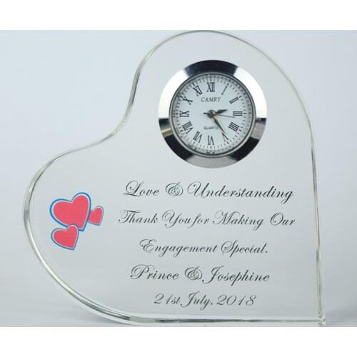 Festive & Party Supplies 8 PC Custom Engraving or Printing Heart Shape Crystal Clock Wedding Party Favors for Guest