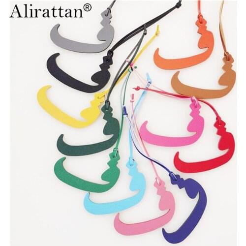 Alirattan New Trendy Genuine Leather Arabic Letter P Character Charm Custom Women Leather Customized Pendant Ornament INS
