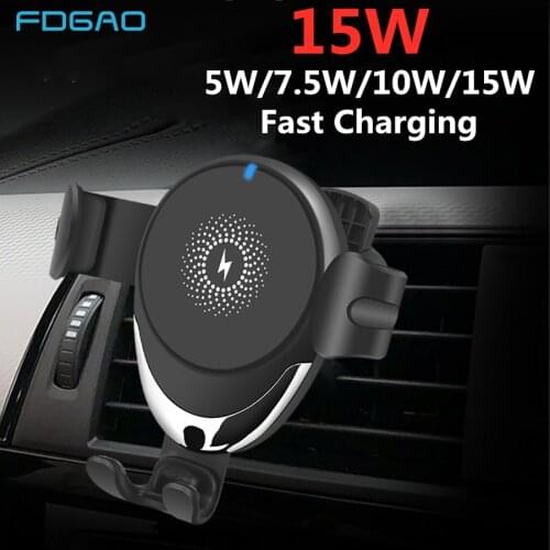 FDGAO 15W Automatic Gravity Car Mount Wireless Charger Qi Fast Charging Phone Holder for IPhone 12 11 XS XR X 8 Samsung S20 S10