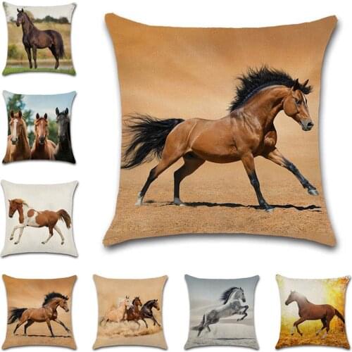 Horse Print Animal style beige decoration for home house Party cushion cover Pillow case Chair sofa for kids friend gift present