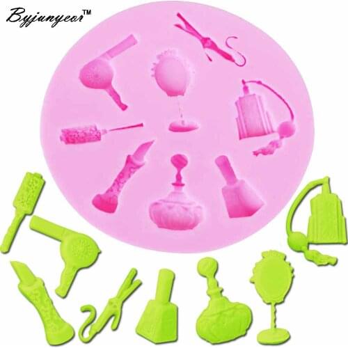 Byjunyeor Makeup Mirror Comb UV Resin Silicone Mold Fondant Chocolate Candy Lollipop Crystal Epoxy Soft Clay Bake Tool M905