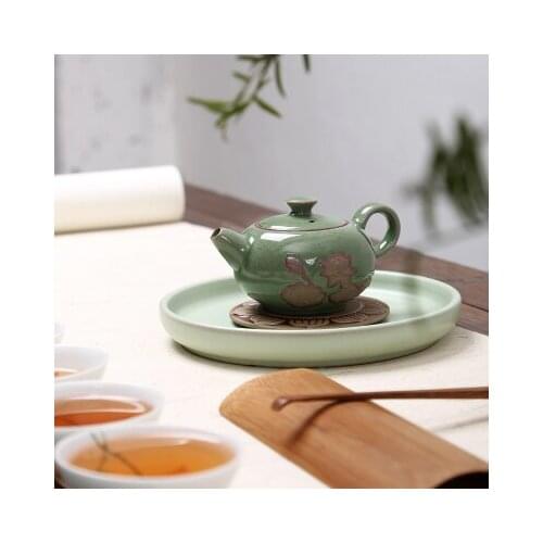 Celadon Teapot Handmade Teapot Ceramics Xi Shi Pot Three-legged Teapot Ge Kiln Ice Cracker Pot Kung Fu Black Tea Teaware