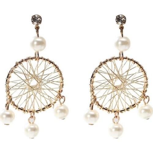 Coxeer 1 Pair Creative Elegant Charm Earrings Fake Pearl Decor Pendant Earrings For Women Ladies Jewelry Accessories