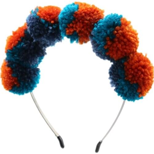 2021 Cute yarn pompom 5cm full head children hairband fashion winter style children headband hair accessories