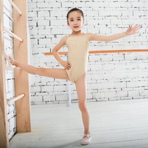 Children Sling Nude Leotard Kids Gymnastics Ballet Dance Leotard Girls Flesh Dance Suit Sling Bodysuit Girl Practice Clothes