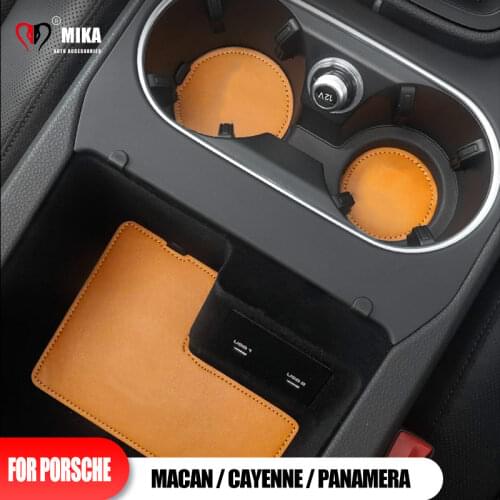 For Porsche macan Cayenne panamera PU Leather Cup Coaster Door Groove Mat Pad Interior decoration damping Mats Car Accessories