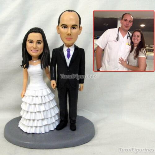 Doctor wedding cake topper lover gift Custom Wedding Birthday sculpey Clay Figurines a mini version of myself from Photo