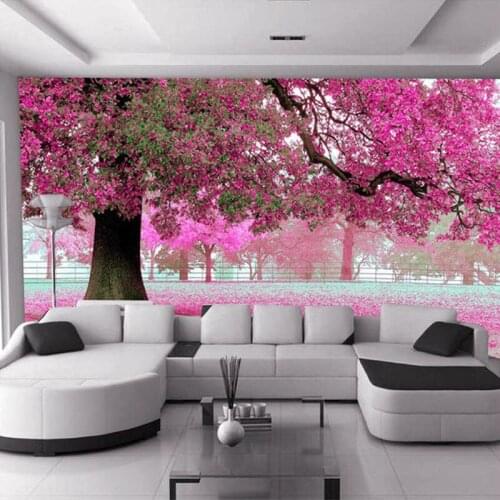 Custom Photo Wall Paper 3D Romantic Cherry Tree TV Background Home Wallpaper Decor Living Room Sofa Wall Mural Wallpaper Murales