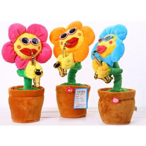 HowPlay Electric Toys Singing and Dancing Flowers Sunflowers Playing Saxophone Funny gifts Plush music kids Toys for children