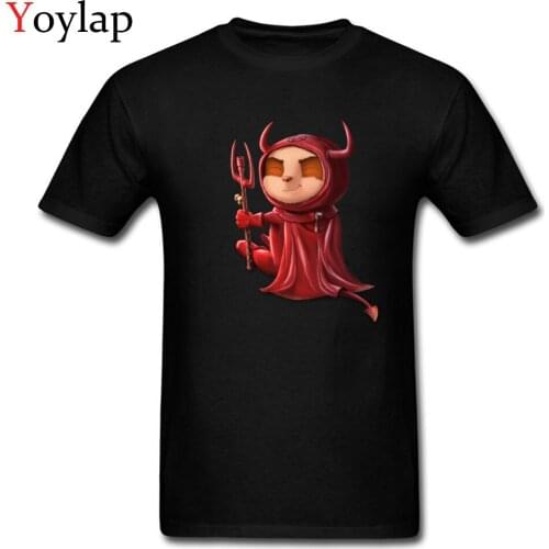 Customized Men T-shirt Cotton Tops & Tees Funny Cartoon Design Short Sleeve O-neck Casual Summer/Fall Clothes Teemo The Satan