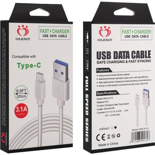Olesit 2M 6.6FT 3M 10FT 3.1A fast charger Micro USB Cable Data type-c cable for samsung huawei baseus with retail box