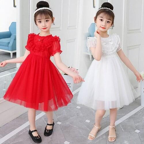Girls Summer Clothes Kids Dresses For Girls Children Birthday Party Girls Bown Ball Dresses DT442