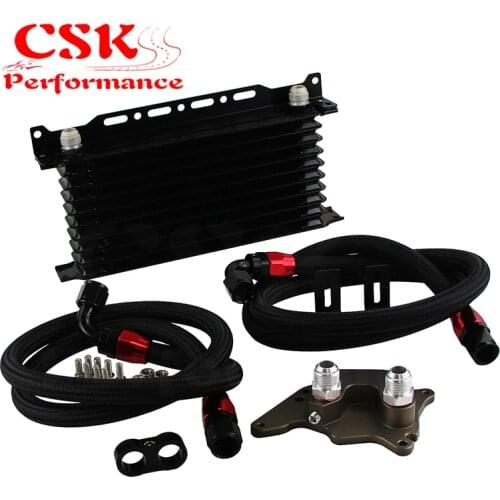 10 Row AN10 Oil cooler w/Bracket+Adapter Hose Kit Fits For BMW Mini Cooper S R56