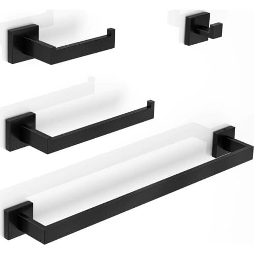 Matte Black Robe Hook Towel Rail Rack Bar Shelf Tissue Paper Holder Bathroom Hardware Set Bathroom Accessories ship from Brazil