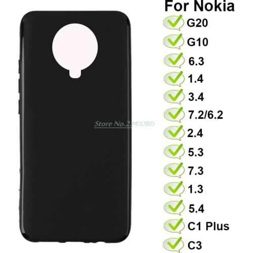 Soft Black TPU Case For Nokia 6.3 G10 G20 Silicon Caso Coque for Nokia 1.4 3.4 6.2 7.2 2.4 5.3 7.3 C3 1.3 C1 Plus 5.4 8.3 Cover