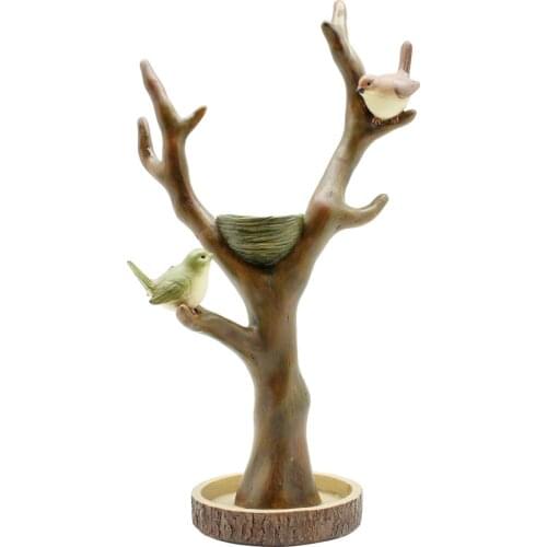 Resin Charms Home Decor Desktop Lovers Bird Jewelry Rack Organizers Loves Tree Figurine For Necklace Ring And Watch