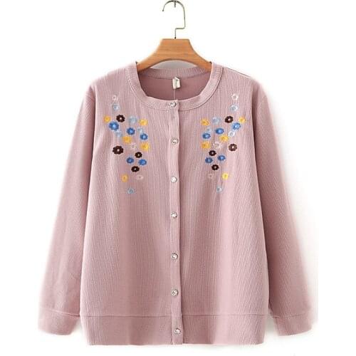 Plus Size XL-4XL Pink Grey Black Cardigans Jackets for Women Crochet Floral Embroidered Vintage Outerwear coats